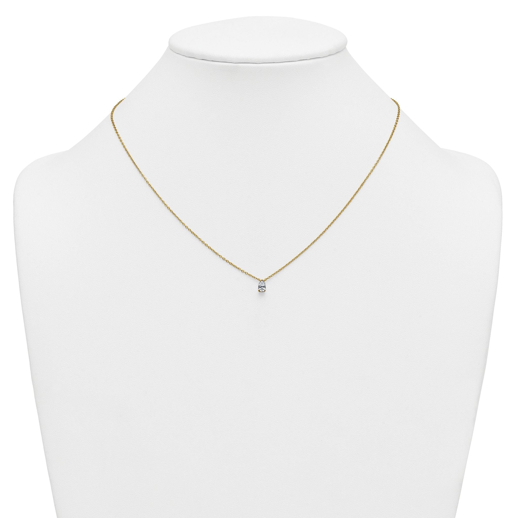 14k 1/4 carat Lab Grown Diamond VS+ F+ Pear Complete 18 inch Four Prong Pendant Necklace