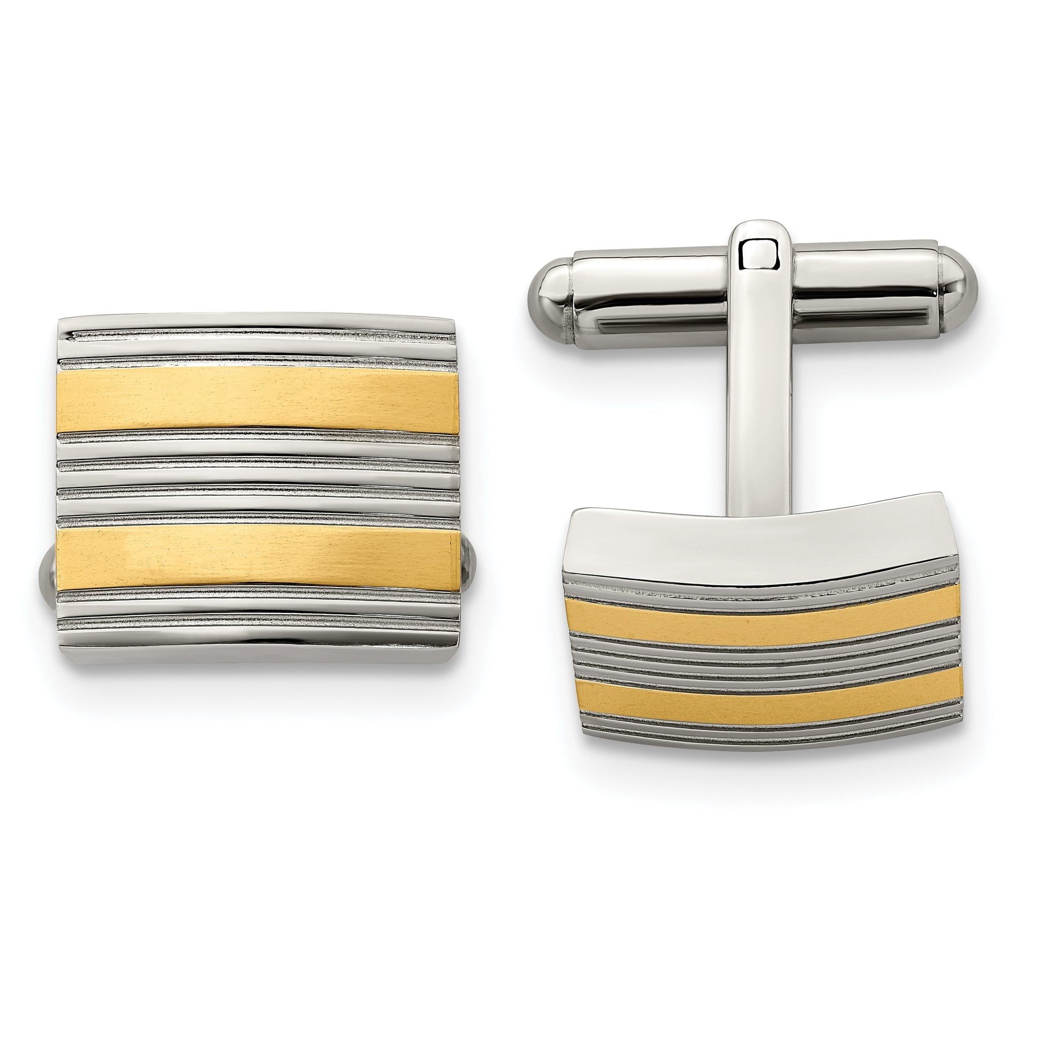 Polished Cufflinks in Gold-Tone IP-Plated Stainless Steel Main image