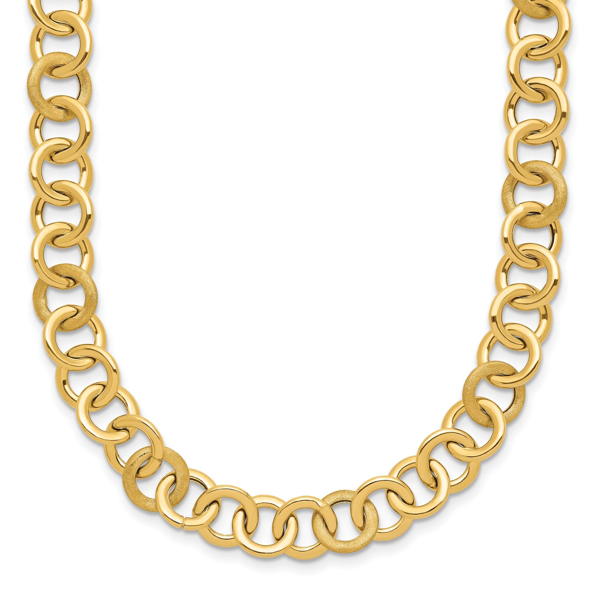 14K Polished and Satin Fancy Circle Link Necklace Main image