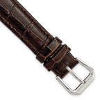 Crocodile Grain Leather Watch Band in Brown, 19mm
