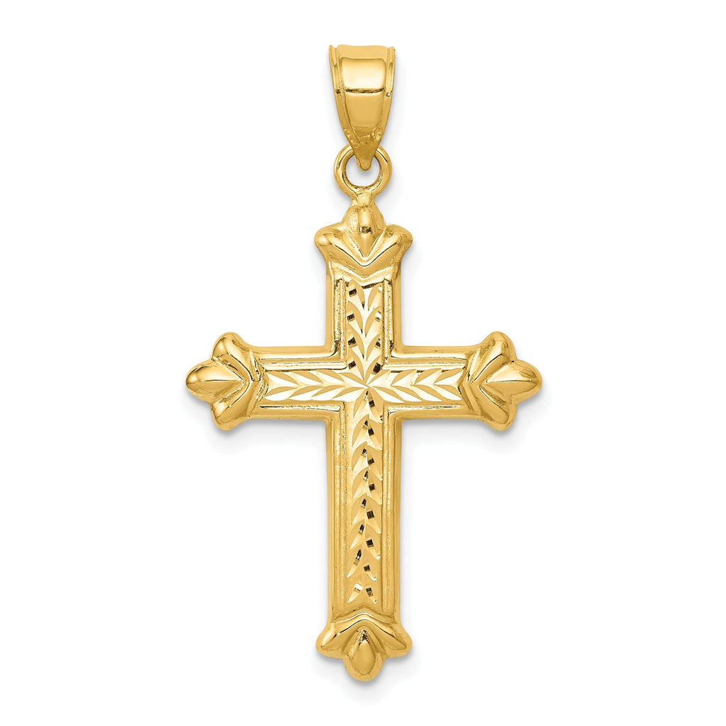 14K Gold Reversible Diamond-Cut Cross Pendant by Sophia Jewelers