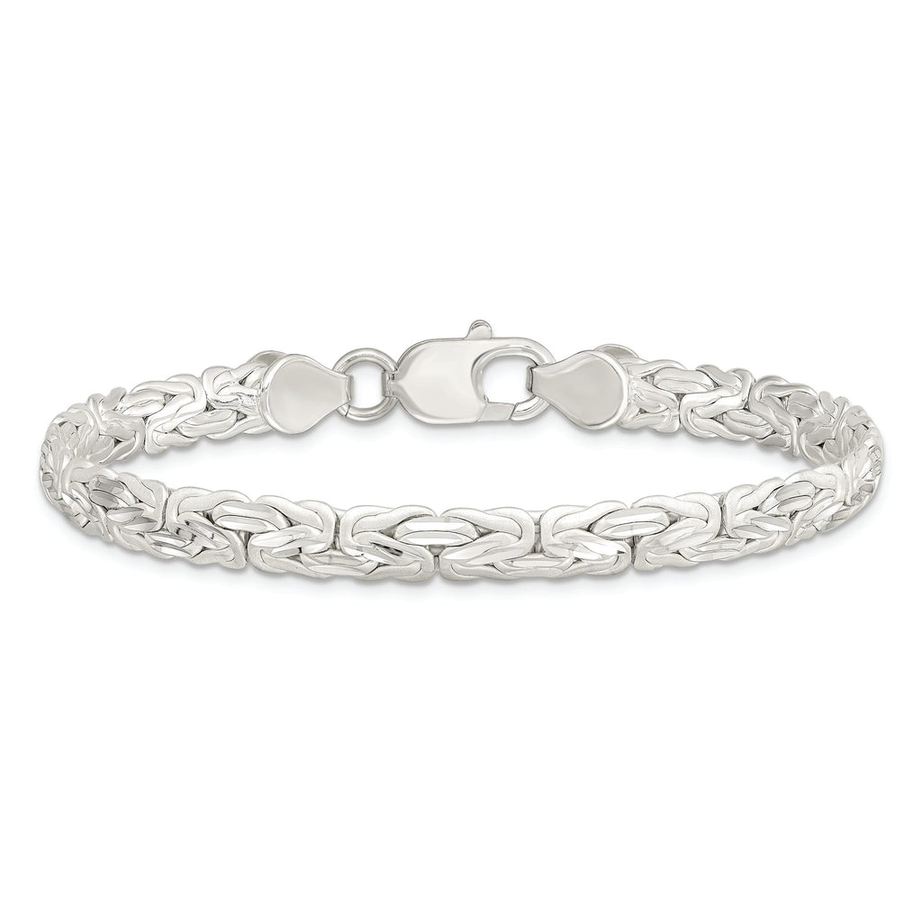 Sterling Silver Polished Back/Satin D/C Front Fancy Byzantine Bracelet