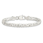 Sterling Silver Polished Back/Satin D/C Front Fancy Byzantine Bracelet