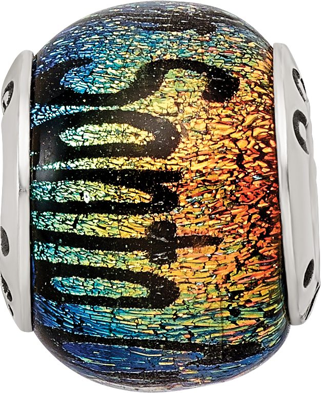 Sterling Silver Santa Cruz Dichroic Glass Bead with Elegant Sparkling Finish