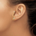 14K Gold Double Post Chain Earring with CZ Cross  Elegant Polished Finish