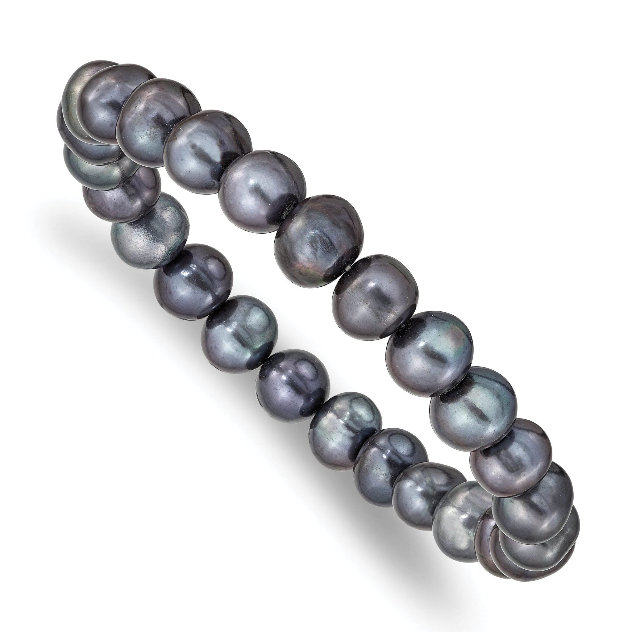 8-9mm Black Near-Round Freshwater Cultured Pearl Stretch Bracelet Main image