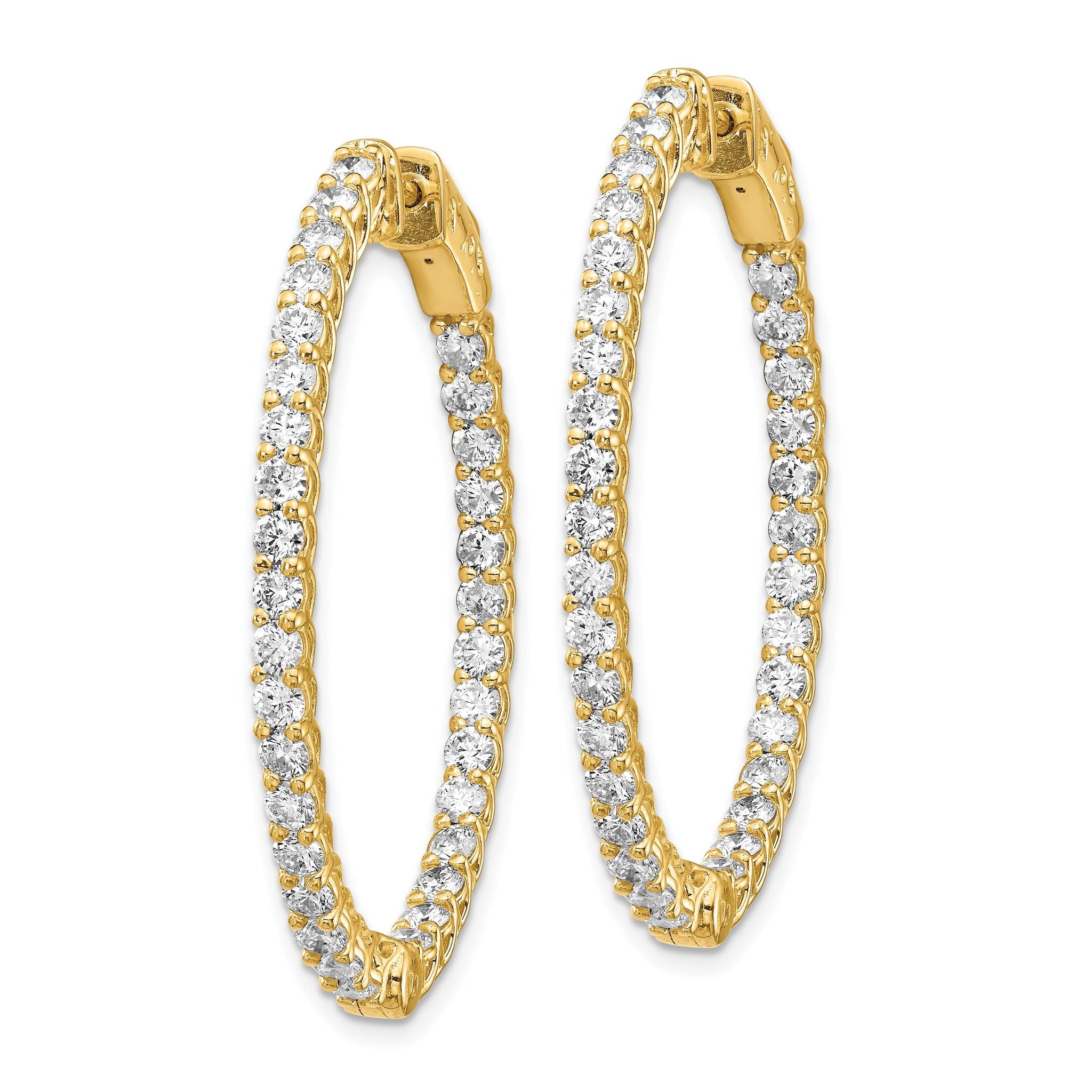 14k Diamond Oval Hoop w/Safety Clasp Earrings Secondary image