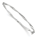 14K White Gold Twisted Bangle with Hinged Safety Clasp