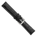 Black Crocodile-Grain Leather Watch Band, 12mm