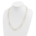14K Polished Diamond-cut and Textured Circles 24 inch Necklace