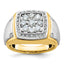 10k Two-tone Men's Polished and Satin 1 Carat A Quality Diamond Square Cluster Ring