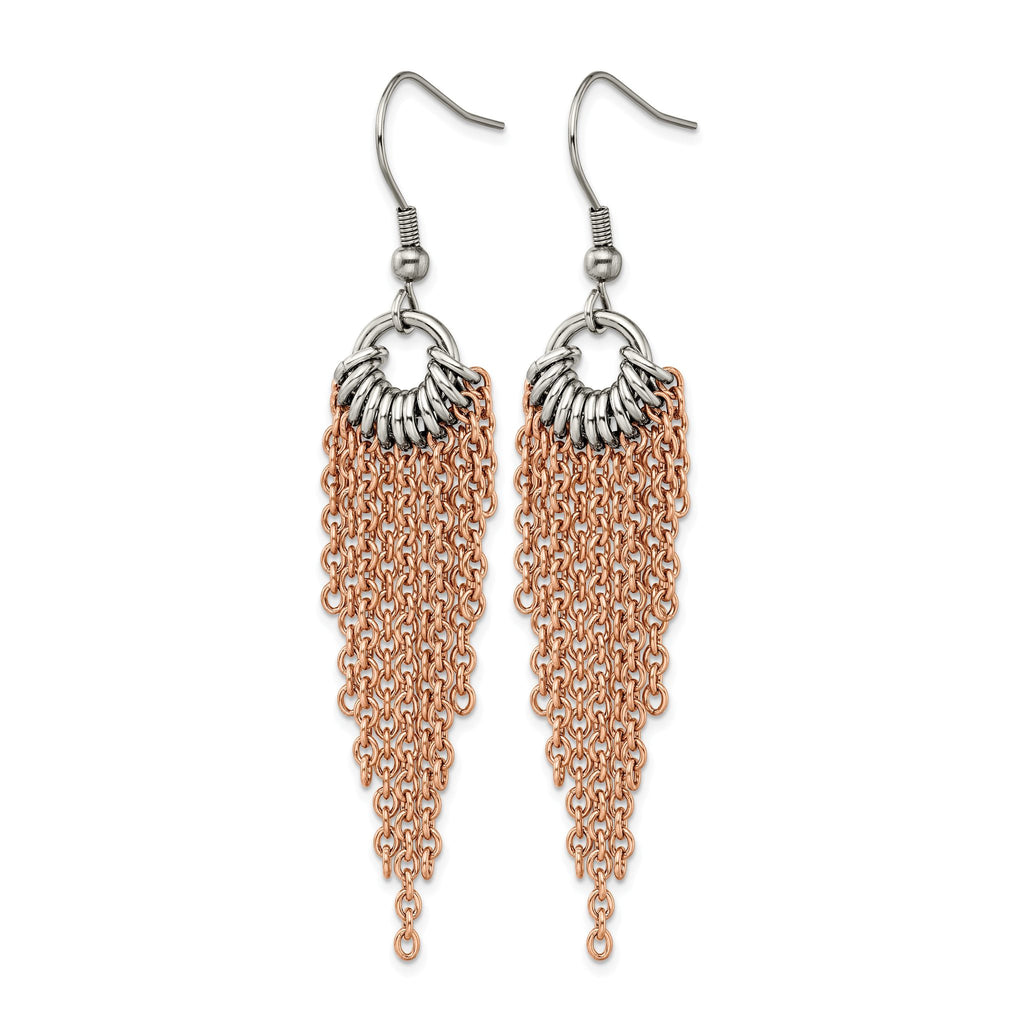 Stainless Steel Rose Gold-Tone Polished Drop Dangle Earrings for Women