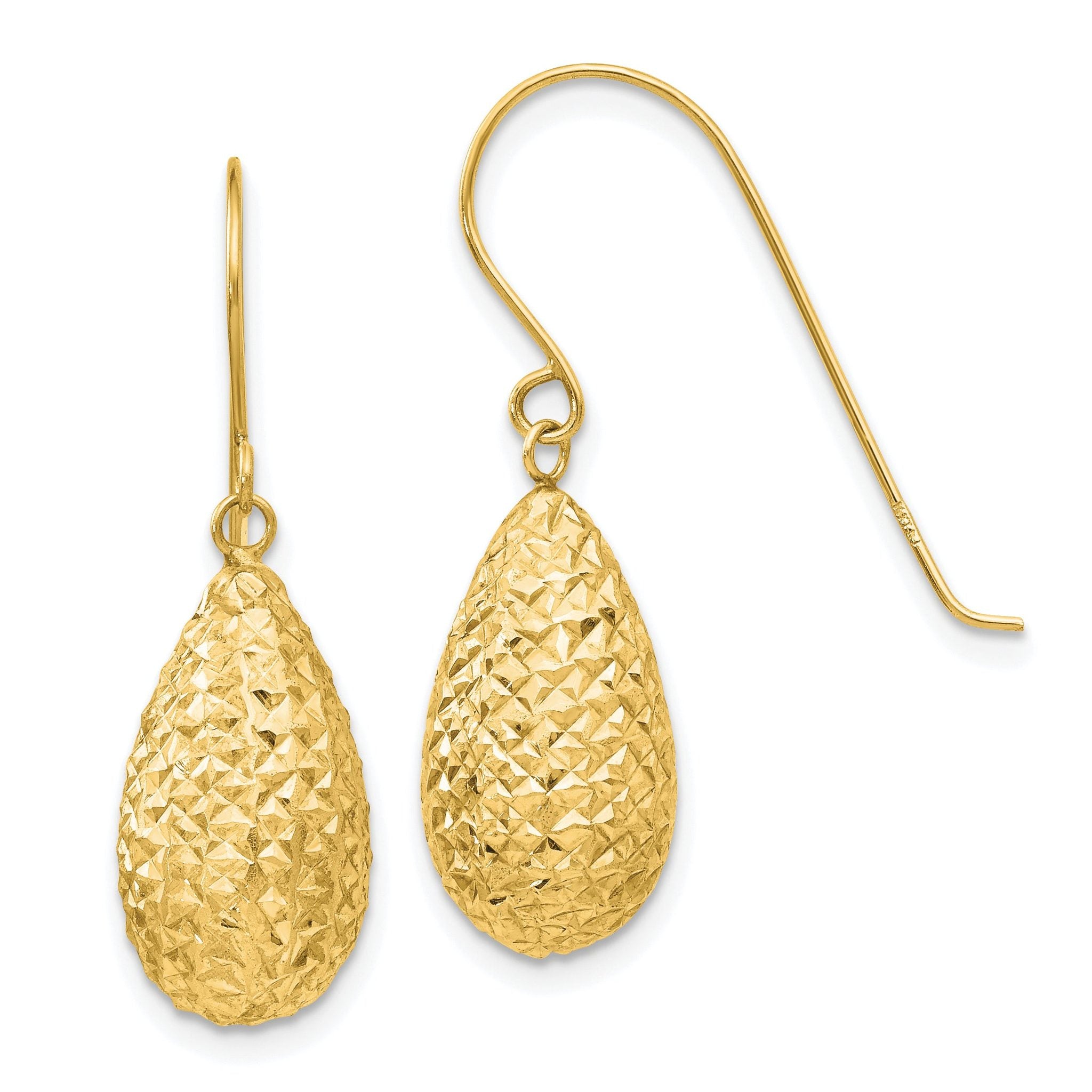 14k Puff Teardrop Earrings Main image