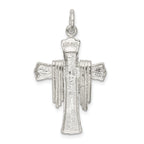 Sterling Silver 925 Draped Cross Charm with Polished Anti-Tarnish Finish