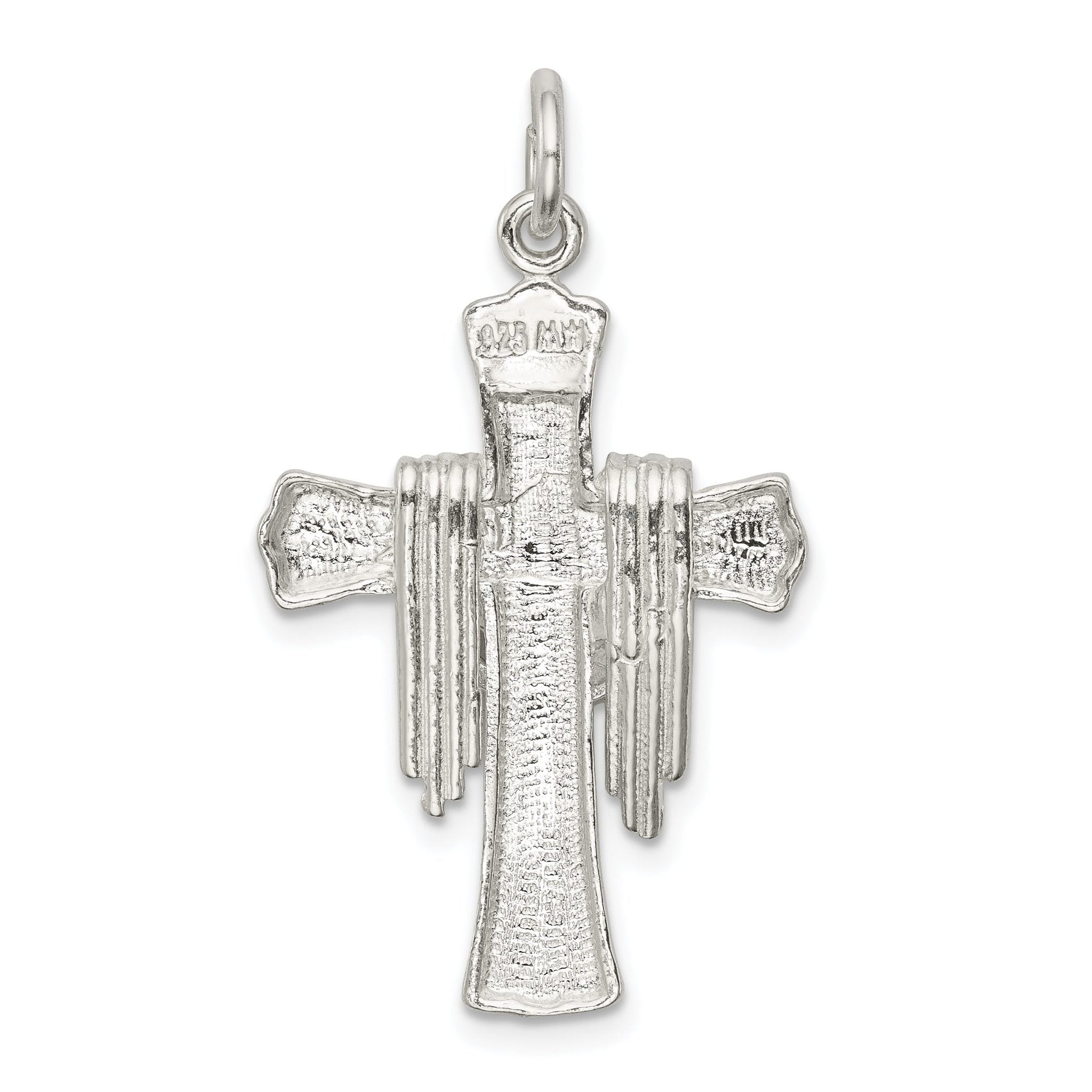 Sterling Silver 925 Draped Cross Charm with Polished Anti-Tarnish Finish