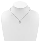 Sterling Silver RH-plated Polished Oval w/2in ext. Necklace
