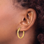14K Polished Square Tube Round Hoop Earrings