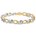 10K Two-tone Polished and D/C Link Bracelet