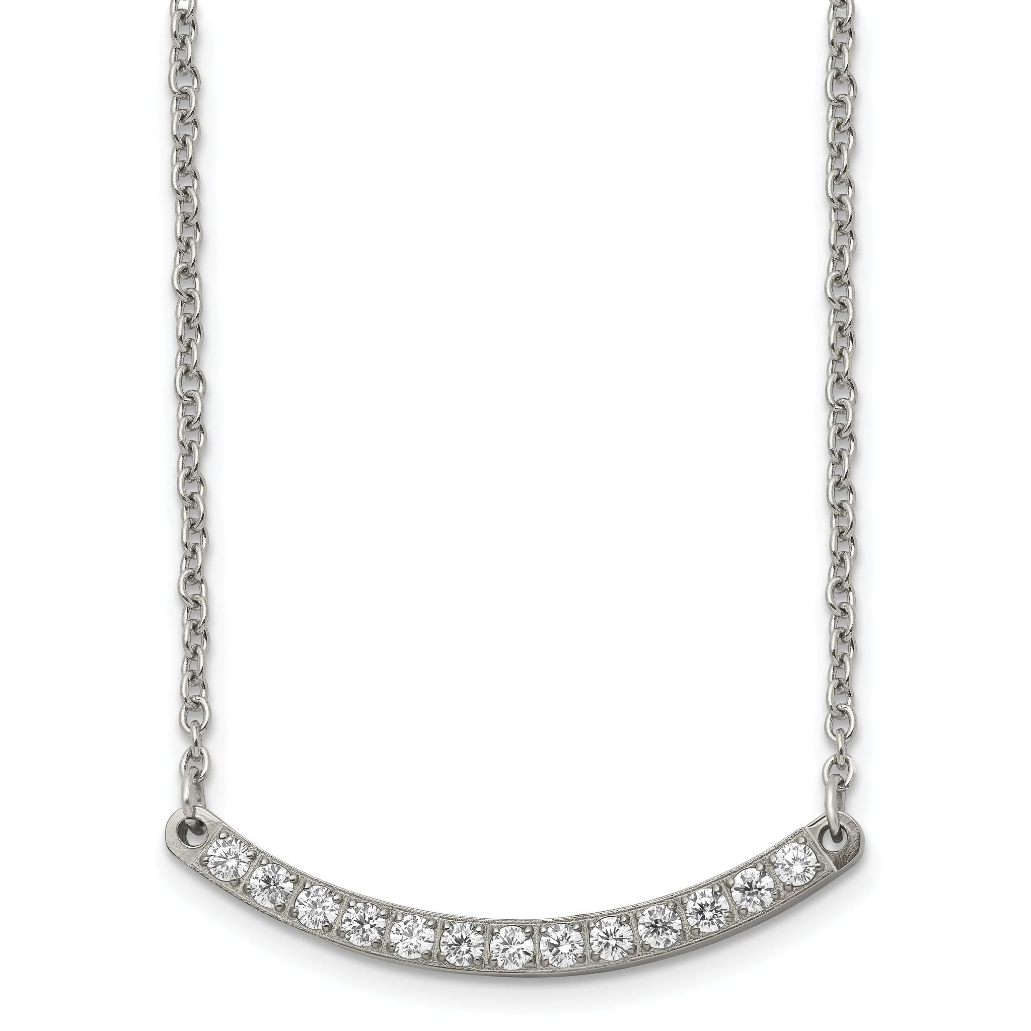 Chisel Titanium Polished with CZ Bar 20.5 inch Necklace Main image