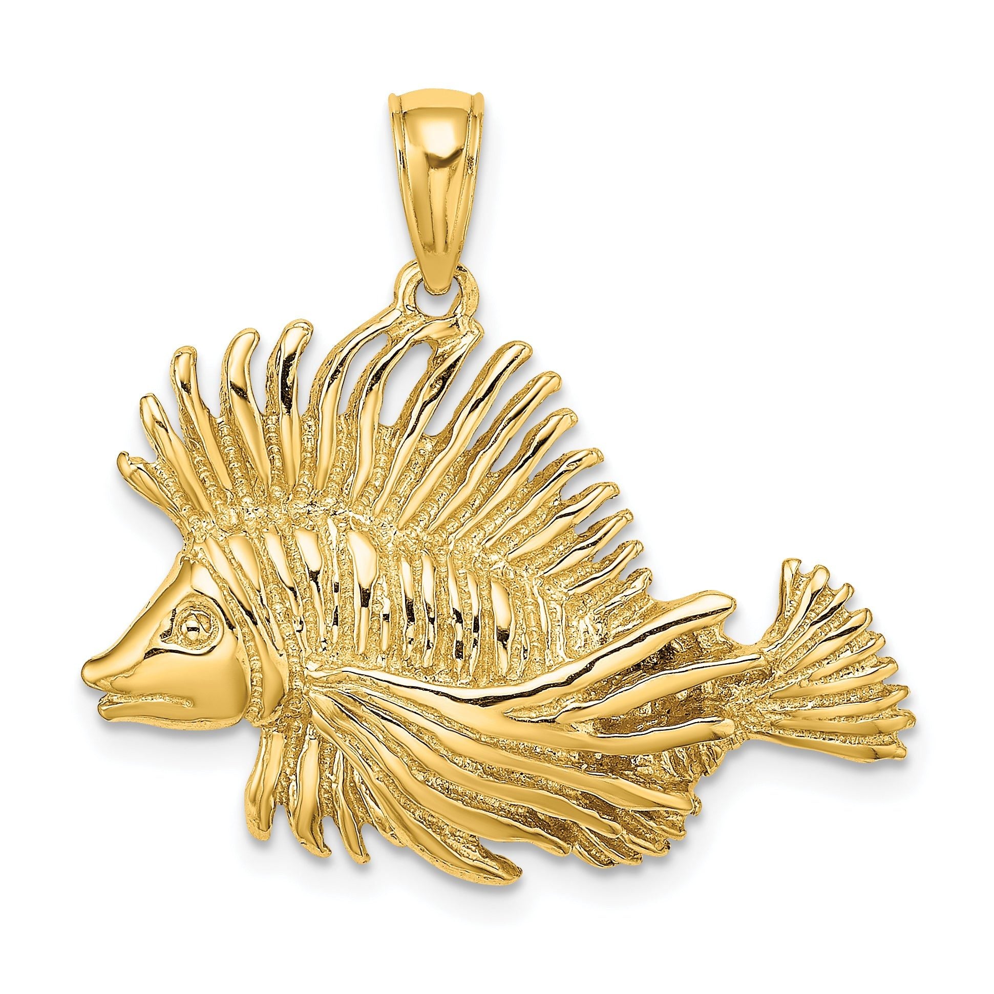 14K 2-D Polished /Textured Lion Fish Charm Main image