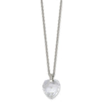 Sophia Jewelers Stainless Steel Crystal Heart Necklace with CZ Polished Elegance