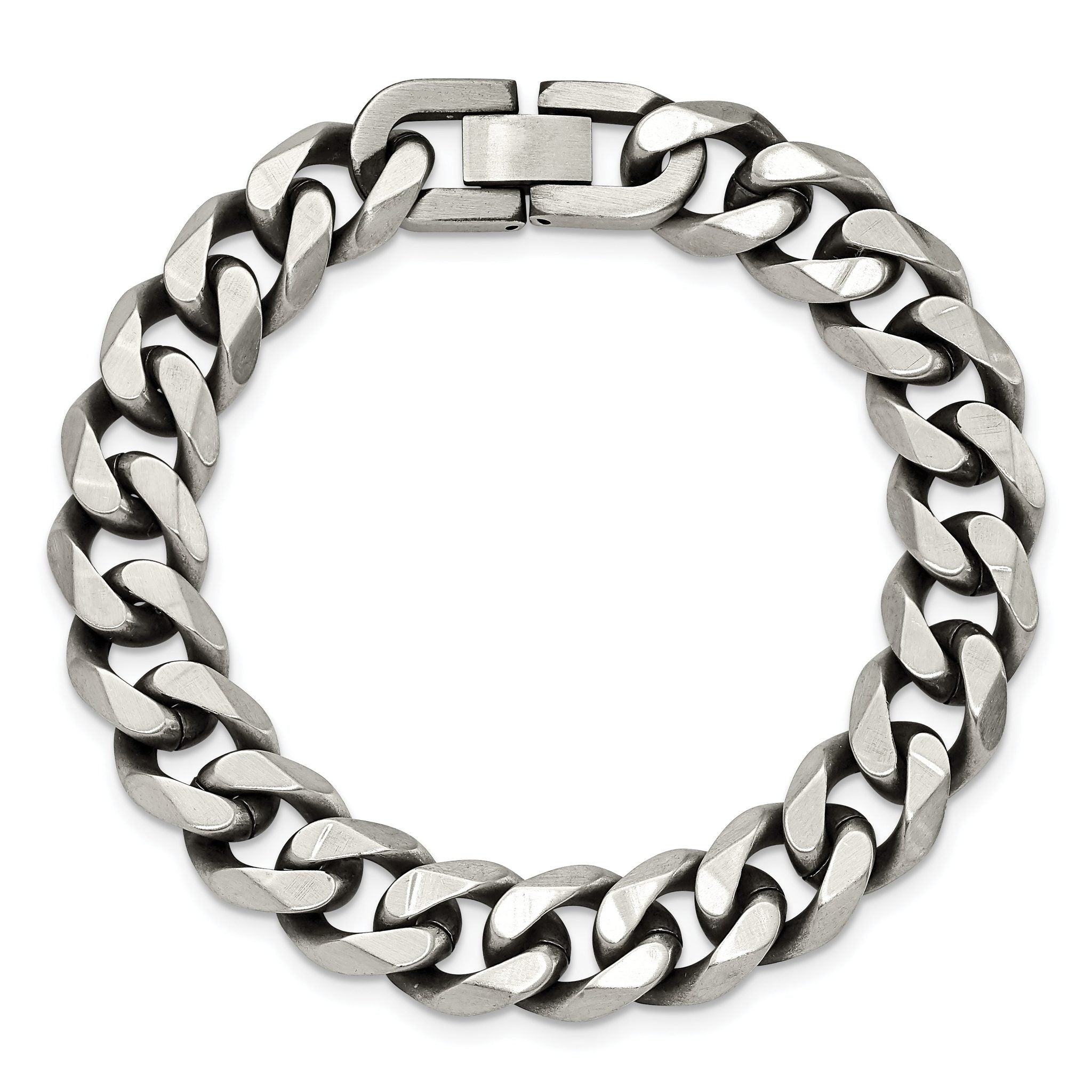 Chisel Stainless Steel Antiqued and Brushed 13mm 8.5 inch Curb Bracelet