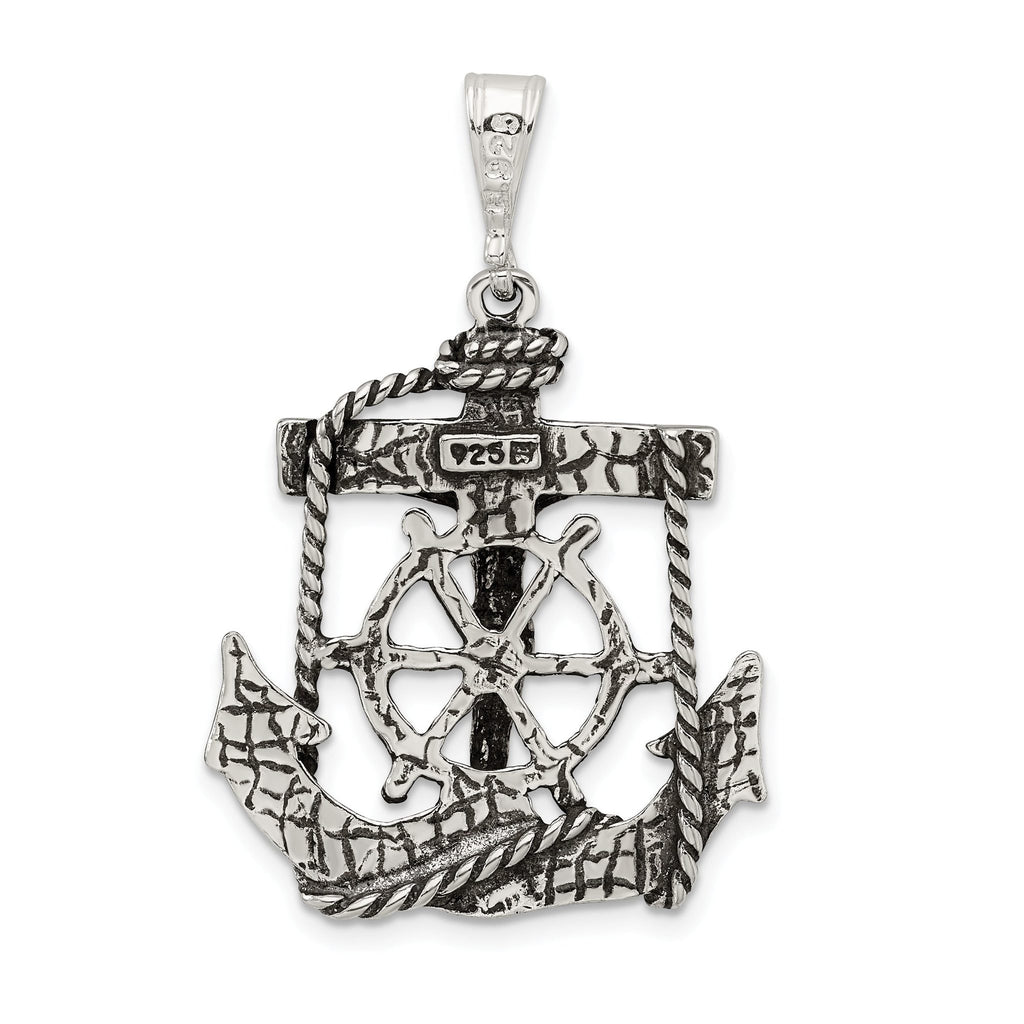 Sterling Silver 925 Mariner Crucifix Charm with Antiqued Finish