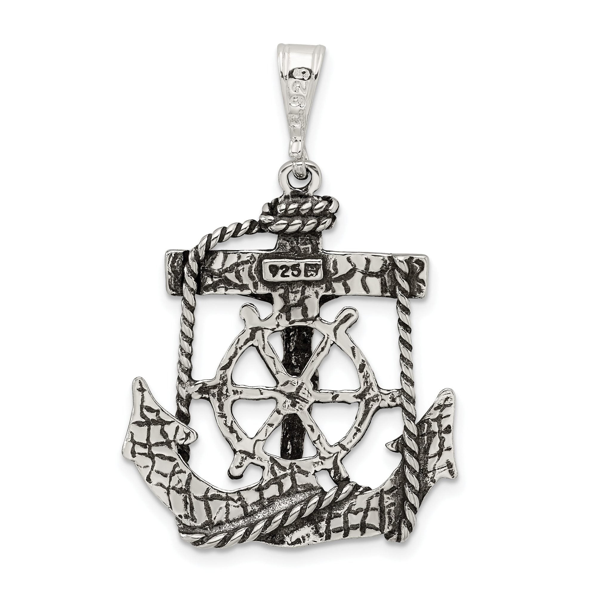 Sterling Silver 925 Mariner Crucifix Charm with Antiqued Finish