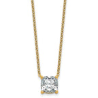 14k 4 carat Lab Grown Diamond VS+ F+ Cushion Complete 18 inch Four Prong Pendant Necklace