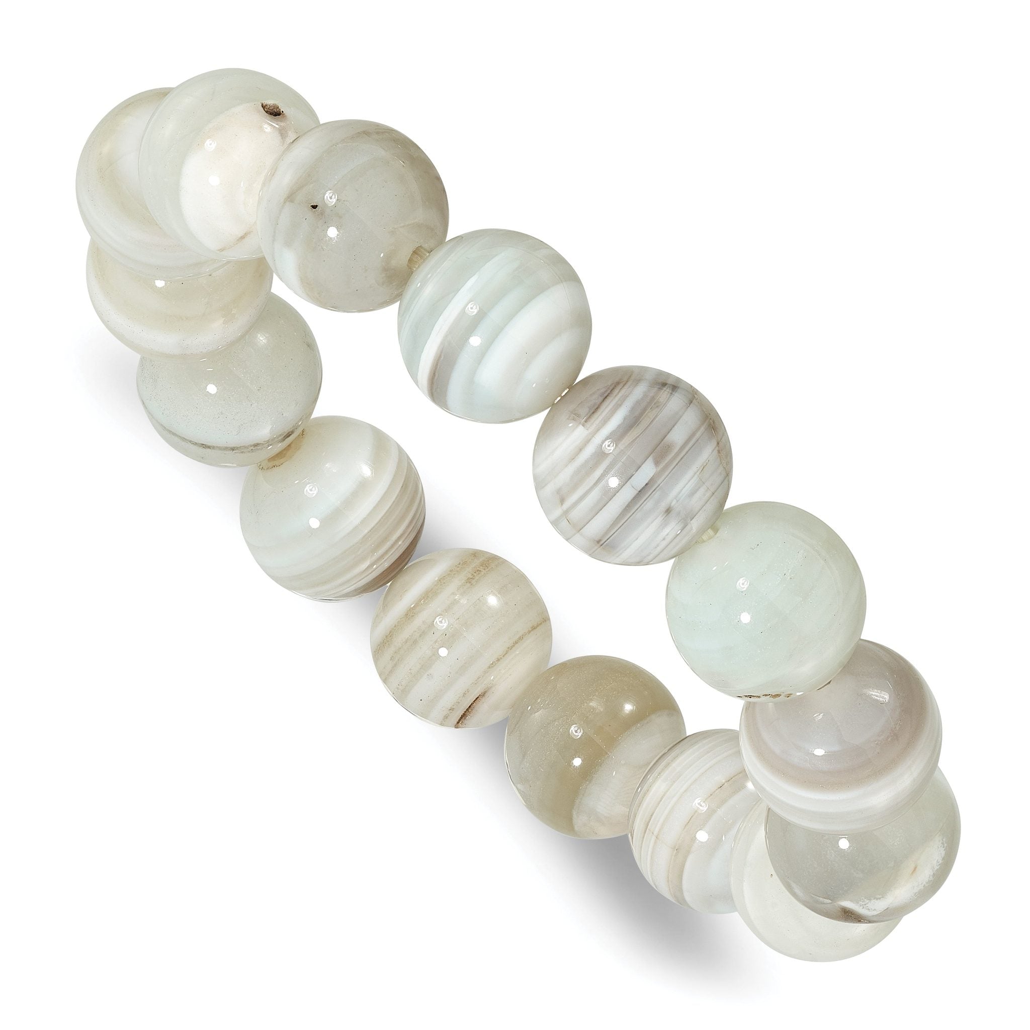 Grey Agate 12.00mm Beaded Stretch Bracelet Main image