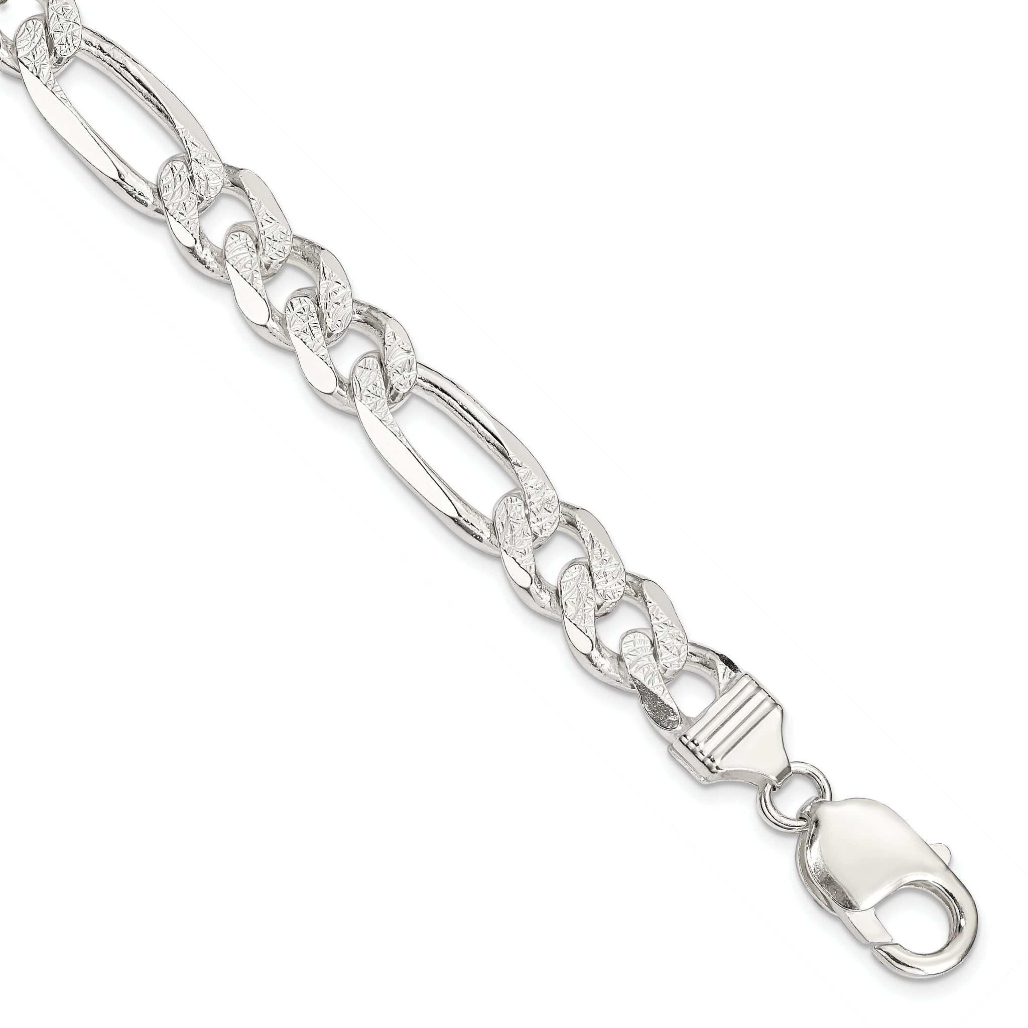 Sterling Silver 9.5mm PavÃ¢Â€Âš Flat Figaro Chain Main image