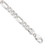 Sterling Silver 9.5mm PavÃ¢Â€Âš Flat Figaro Chain