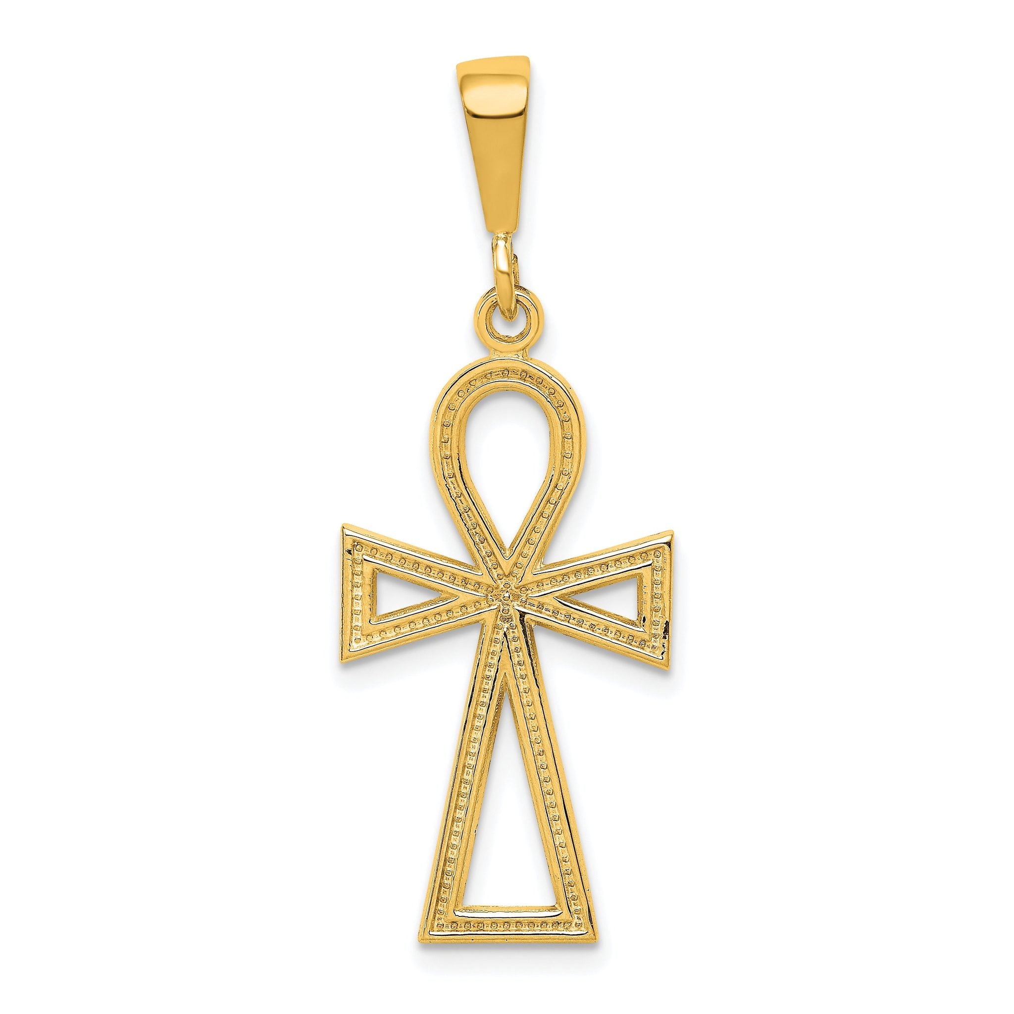 10K Gold Ankh Cross Charm with Polished Finish Solid and Elegant Main image
