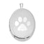 Sterling Silver Rhodium-plated Oval Satin & Polished Paw Print Locket