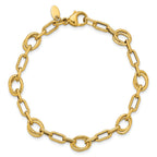 14K Polished and Textured Fancy Link Bracelet