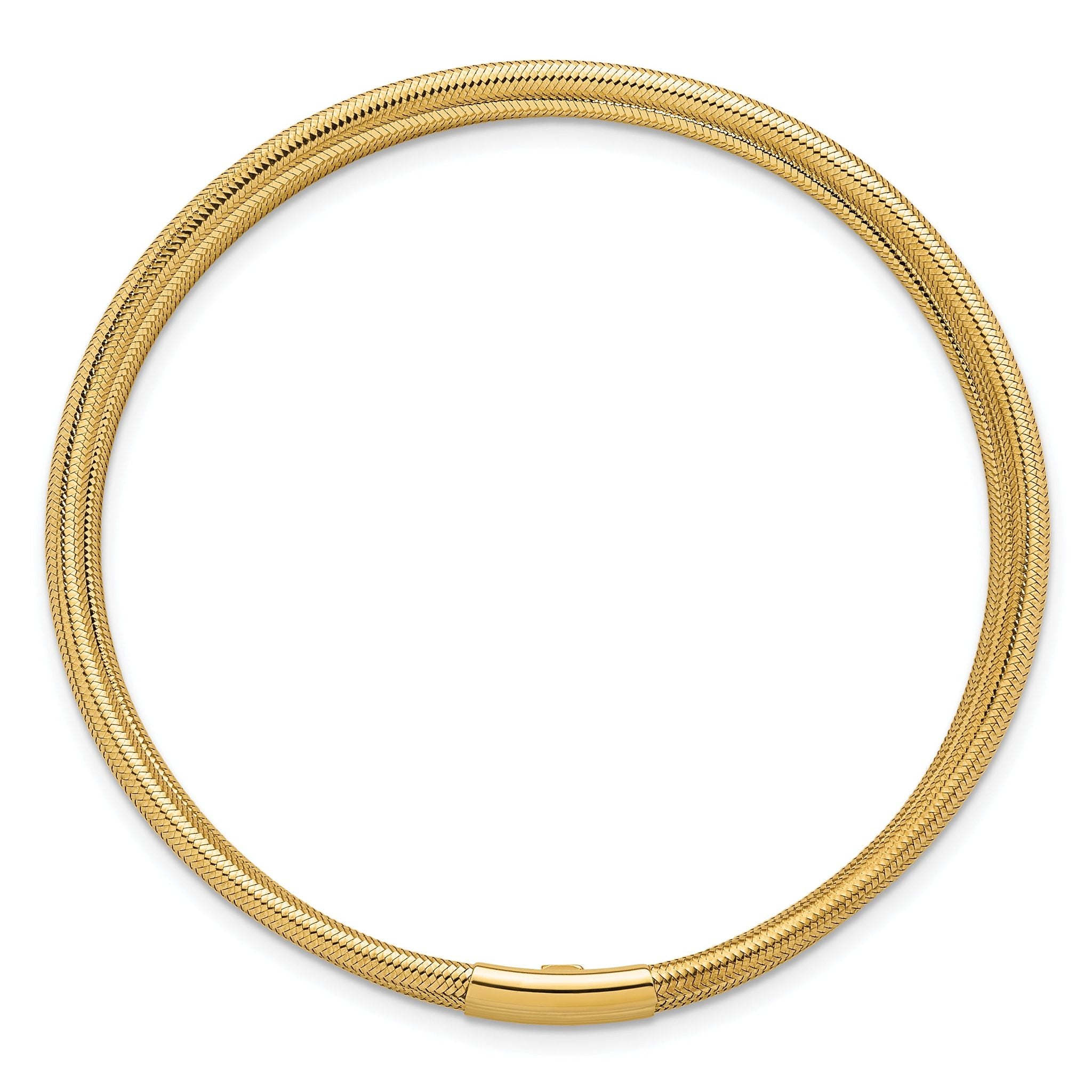14k Polished Five Strand Mesh Stretch Round Bracelet