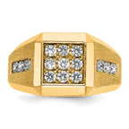 10k Men's Polished and Satin 1 Carat A Quality Diamond Square Cluster Ring
