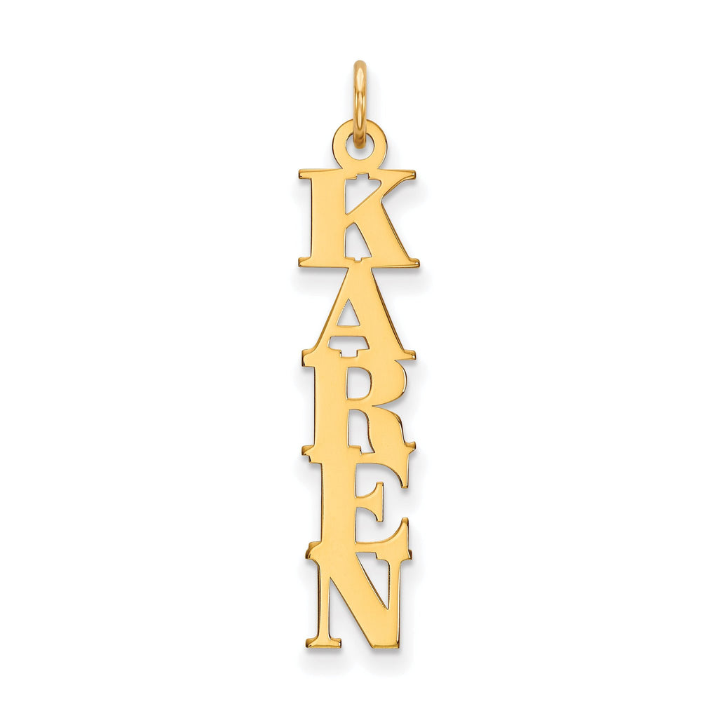 14K Vertical Name Plate Charm
