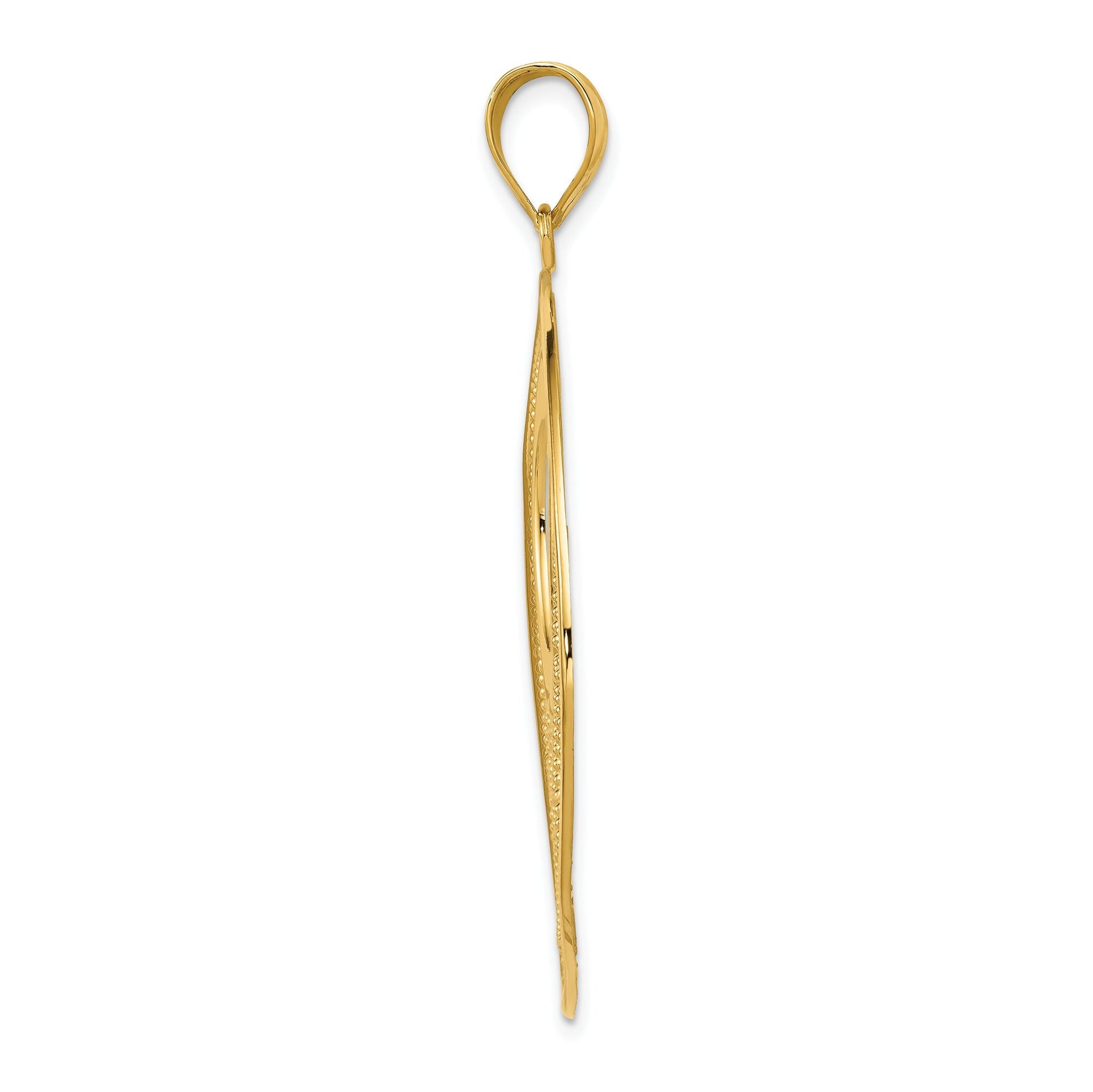 14K Yellow Gold Circle Pendant with Solid Casted Design