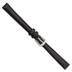 Black Leather Watch Band with Silver-Tone Buckle, 19mm