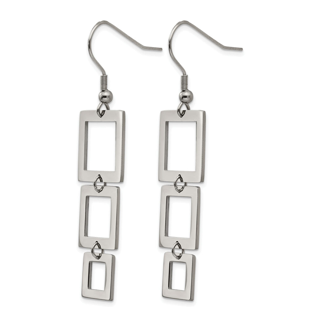 Stainless Steel Polished Square Drop Dangle Earrings for Women
