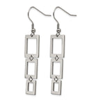 Stainless Steel Polished Square Drop Dangle Earrings for Women