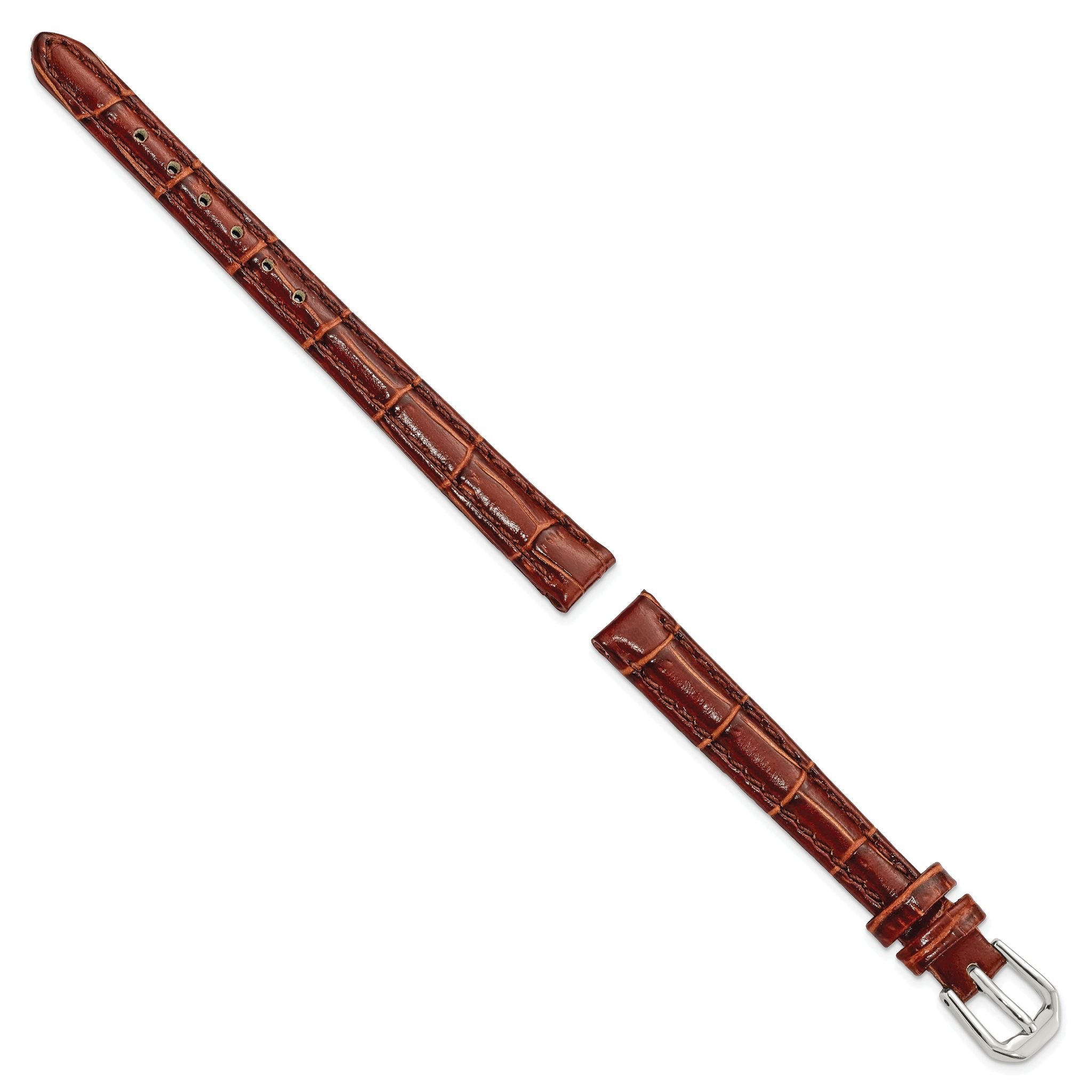 Havana Crocodile-Grain Leather Watch Band, 10mm Secondary image