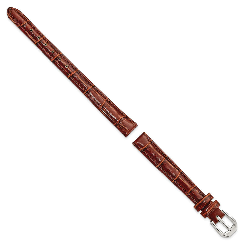 Havana Crocodile-Grain Leather Watch Band, 10mm