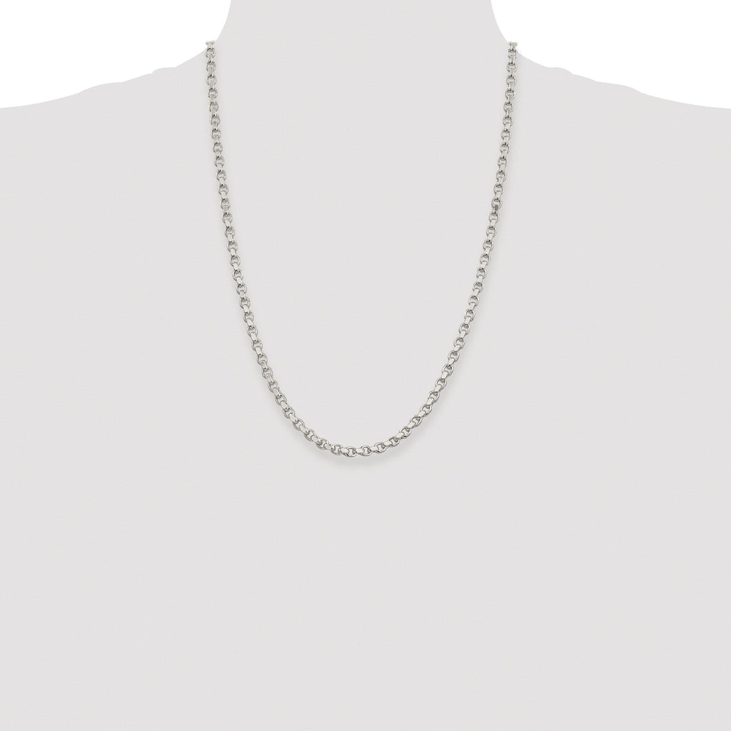 Sterling Silver Rhodium-plated 4mm Diamond-cut Rolo Chain