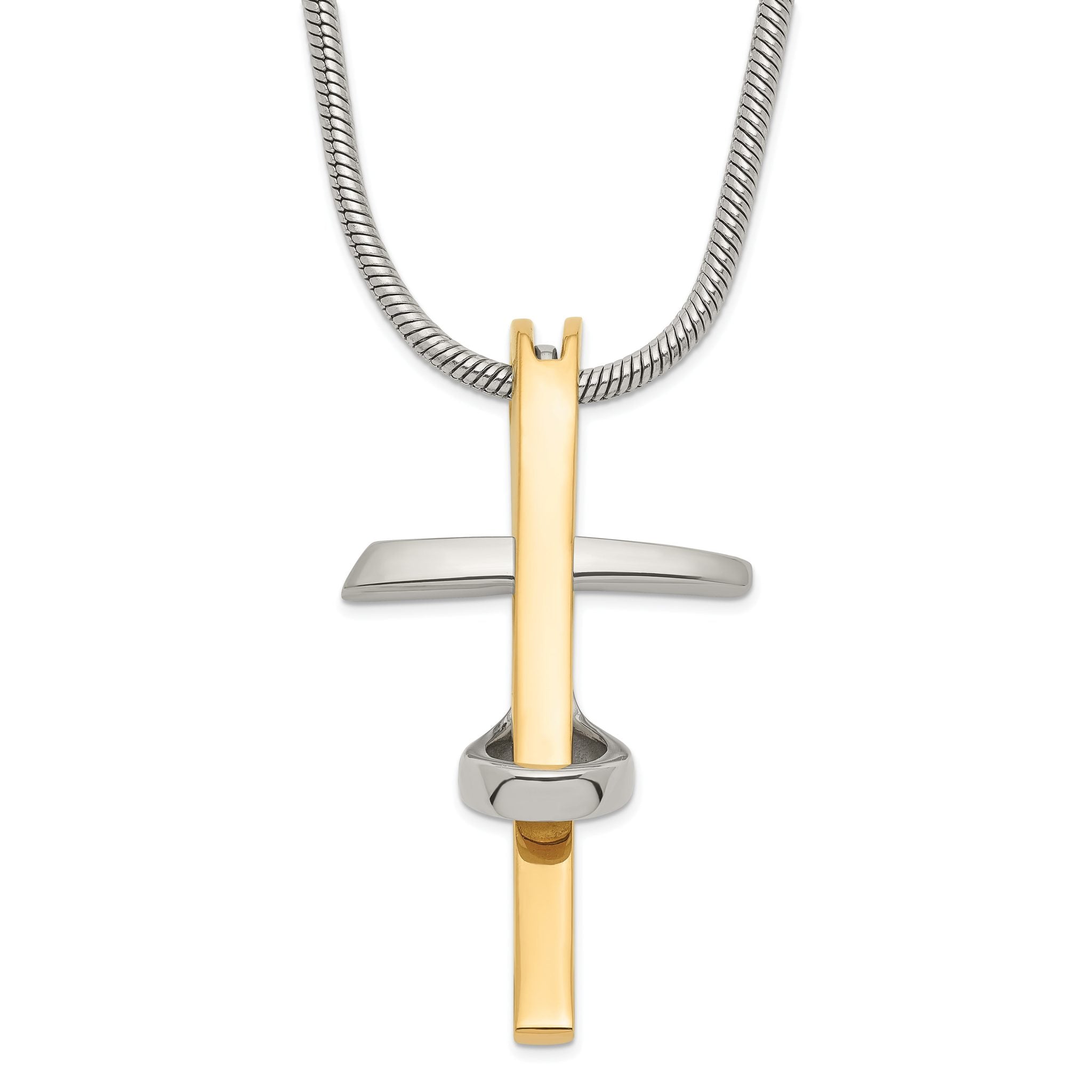 Stainless Steel Gold IP-plated Cross Necklace Main image