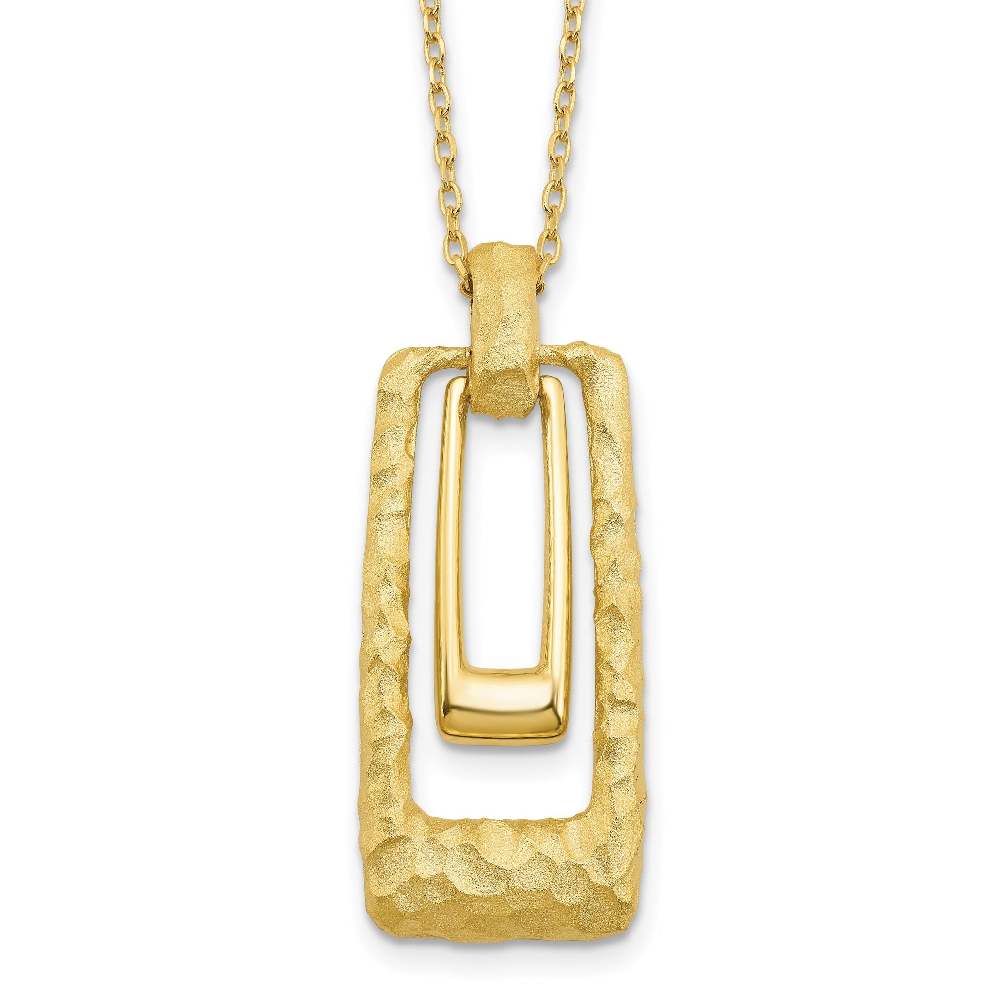 14K Polished and Satin Rectangle Pendant w/.25in ext. Necklace Main image