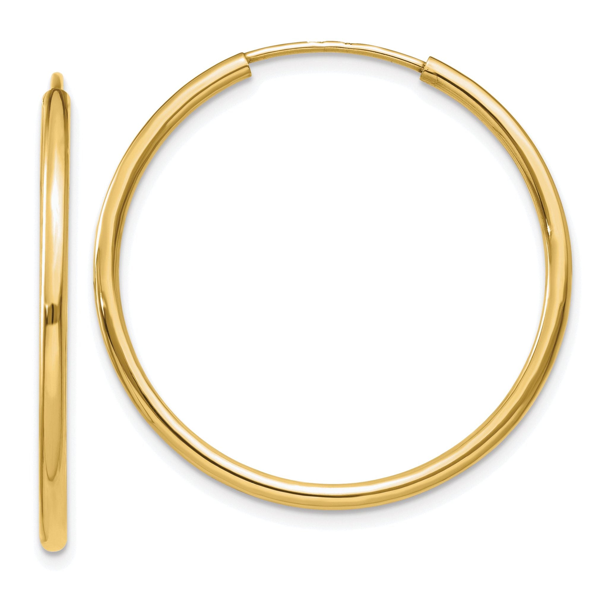 10K Gold Polished Endless Hoop Earrings with Hidden Wire Closure 30mm Main image