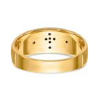 14k and Rhodium AA Quality .03 carat Diamond Trio Mens Complete Wedding Band with Cross