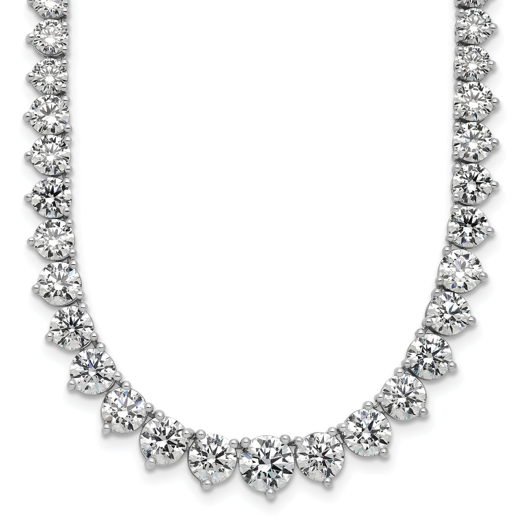 14k White Gold 27 3/4 carat Lab Grown Diamond VS+ F+ Complete Round 16 inch Graduated Tennis Necklace